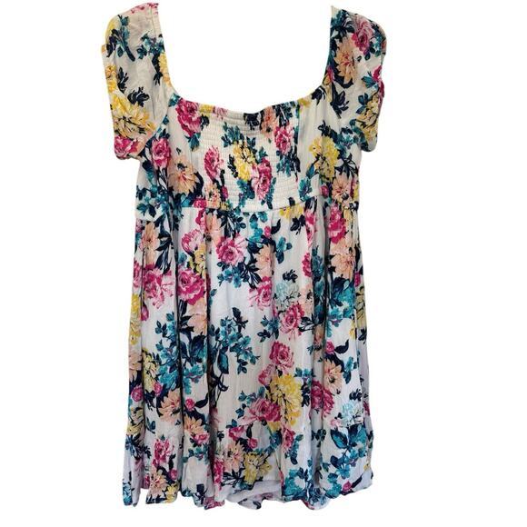 Torrid Colorful Floral Mini Gauze Puff Sleeve Skater Dress Plus Size 2X Boho - Picture 7 of 11